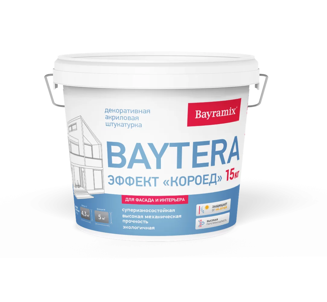 Текстурное покрытие Baytera —  Bayramix, 15 кг, Байрамикс Байтера для фасада, для наружных и внутренних работ