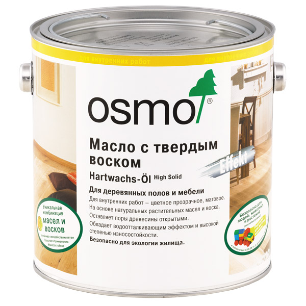 3044 Масло с твердым воском NATURAL  Цвет необраб.древес. 0,125 л.