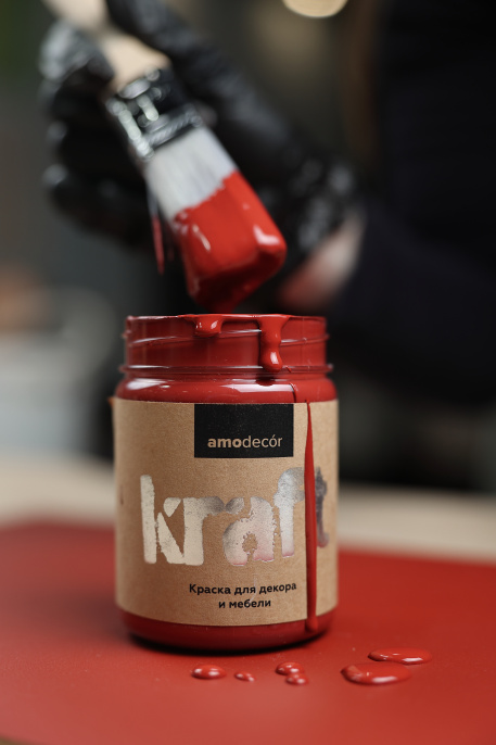 Меловая краска для мебели АМОdecor, Фестивальный красный, 0,25 кг, AMO — купить для внутренних и наружных работ
