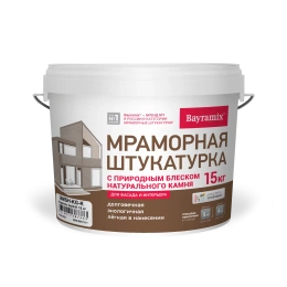 Bayramix БАЙРАМИКС мраморная штукатурка цветная, Magnolia White, фр.К, 15 кг, Bayramix декоративная, износостойкая для наружных работ