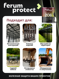 FERUMPROTECT-206 краска-грунт по оцинковке/металлу ferumprotect, цвет Черный, фасовка 2,5 кг: для наружных работ, по штукатурке
