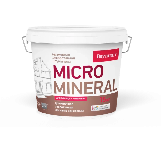 Мраморная штукатурка MICRO Mineral Байрамикс, цвет 644, фасовка 15 кг: для наружных работ, по штукатурке